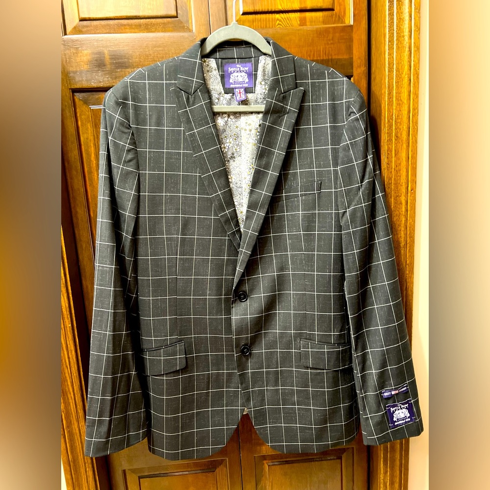 NEW The Savile Row Co. Brixton Brit Skinny Charcoal Grey Blazer size 42L